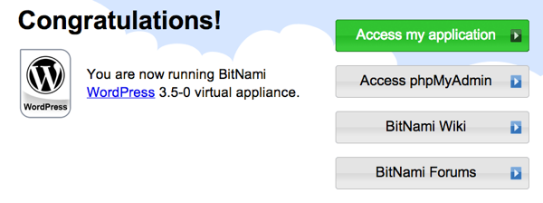 Bitnami Welcome Screen